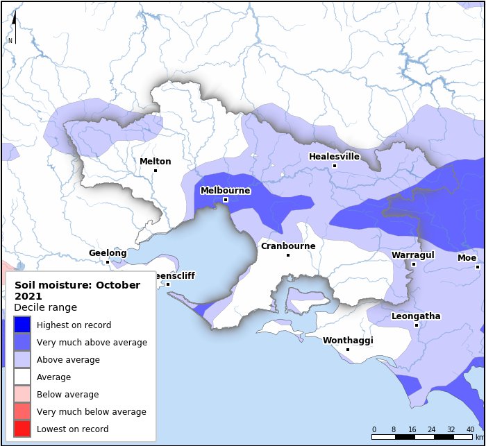Soil moisture deciles: October 2021