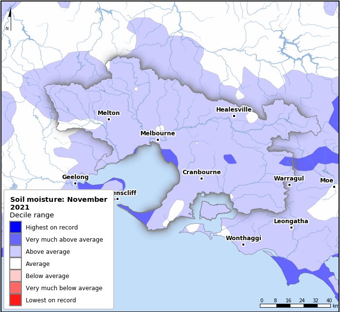 Soil moisture deciles: November 2021