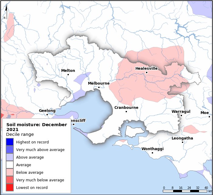 Soil moisture deciles: December 2021