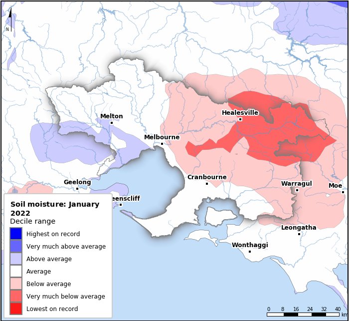Soil moisture deciles: January 2022