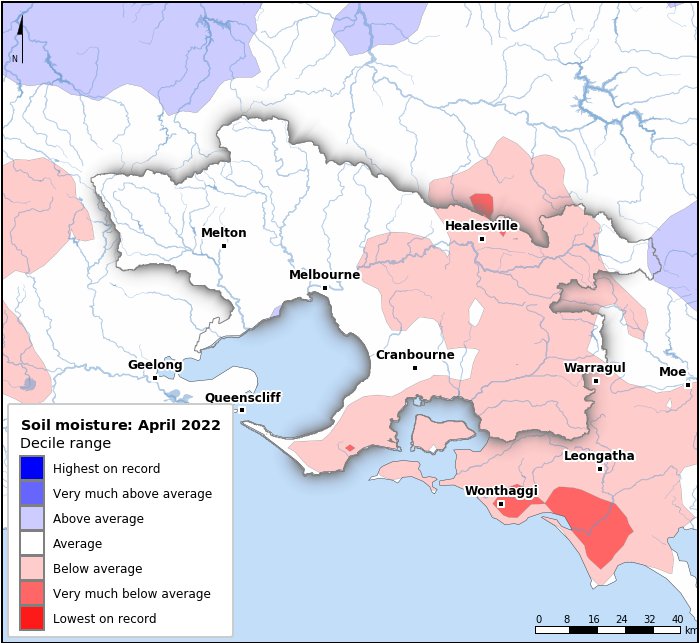 Soil moisture deciles: April 2022