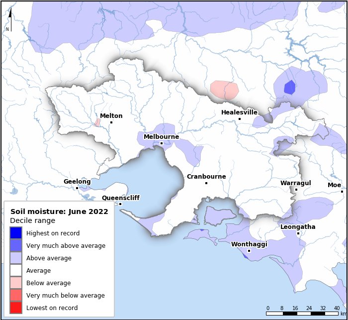 Soil moisture deciles: June 2022