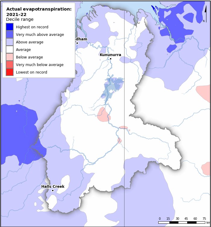 Actual evapotranspiration deciles: July 2021–June 2022
