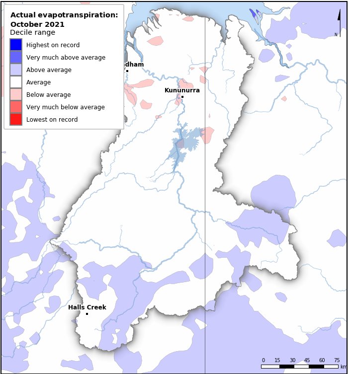 Actual evapotranspiration deciles: October 2021