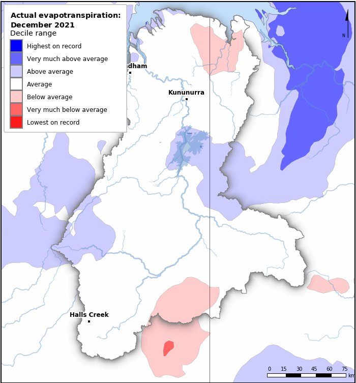 Actual evapotranspiration deciles: December 2021