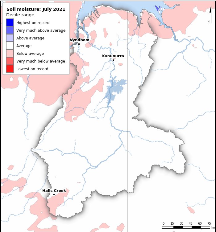 Soil moisture deciles: July 2021