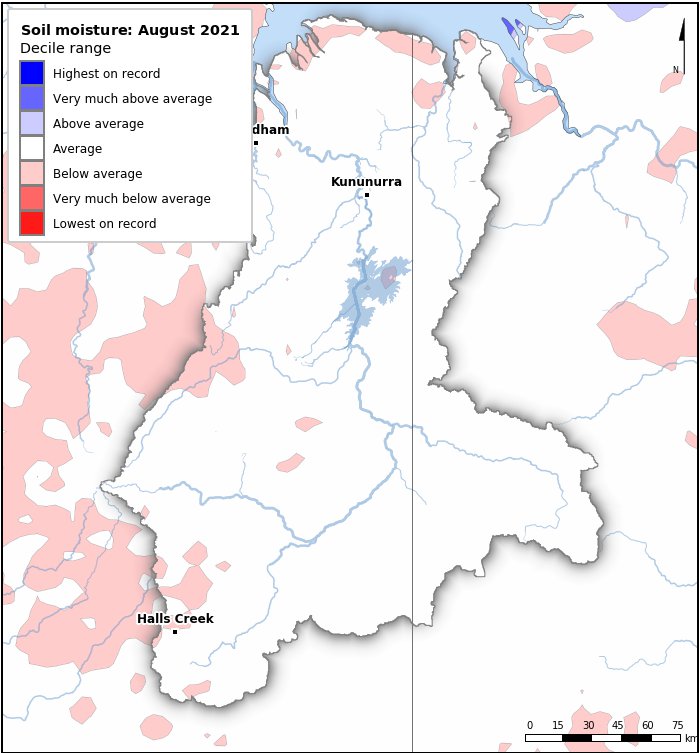 Soil moisture deciles: August 2021