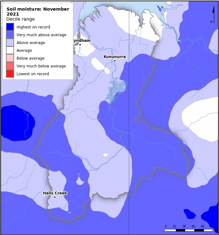 Soil moisture deciles: November 2021