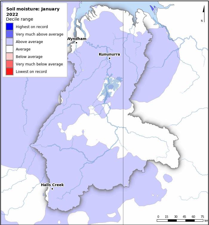Soil moisture deciles: January 2022