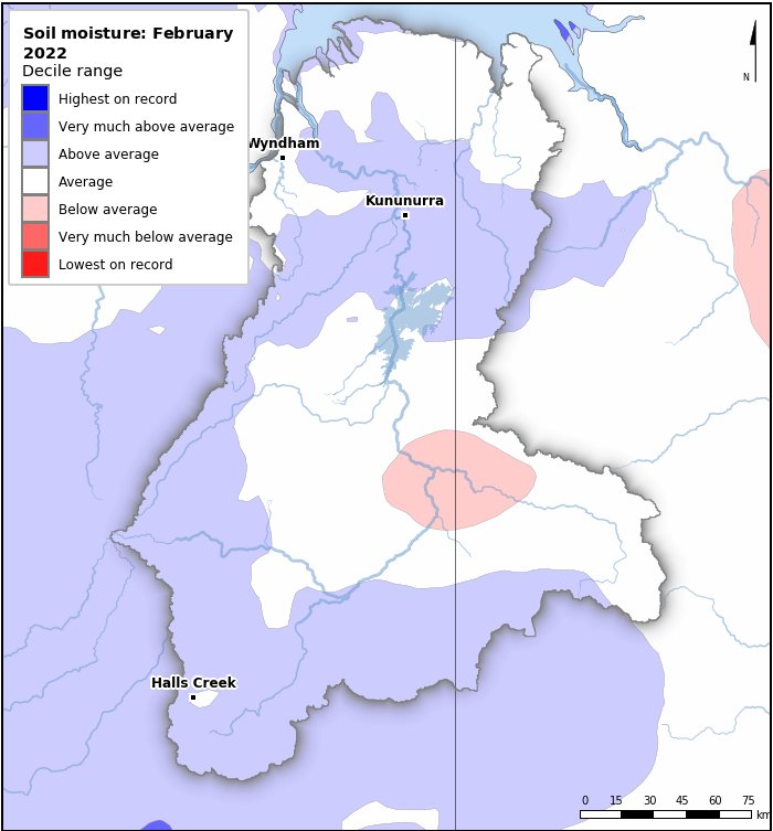 Soil moisture deciles: February 2022