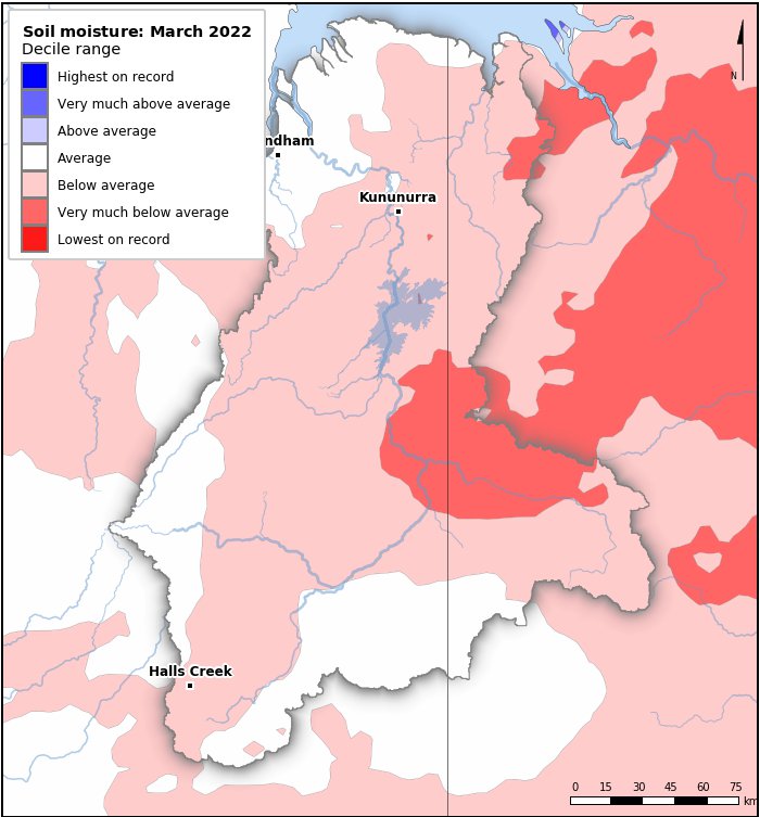 Soil moisture deciles: March 2022