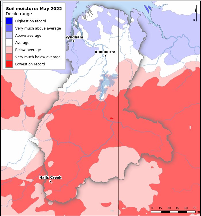 Soil moisture deciles: May 2022