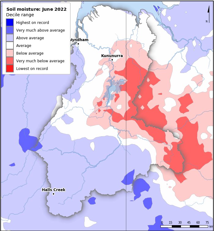 Soil moisture deciles: June 2022