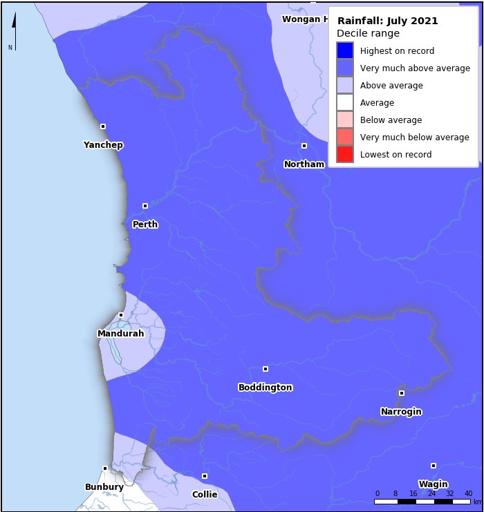Rainfall deciles: July 2021