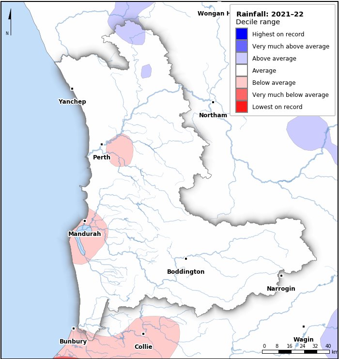 Rainfall deciles: July 2021–June 2022