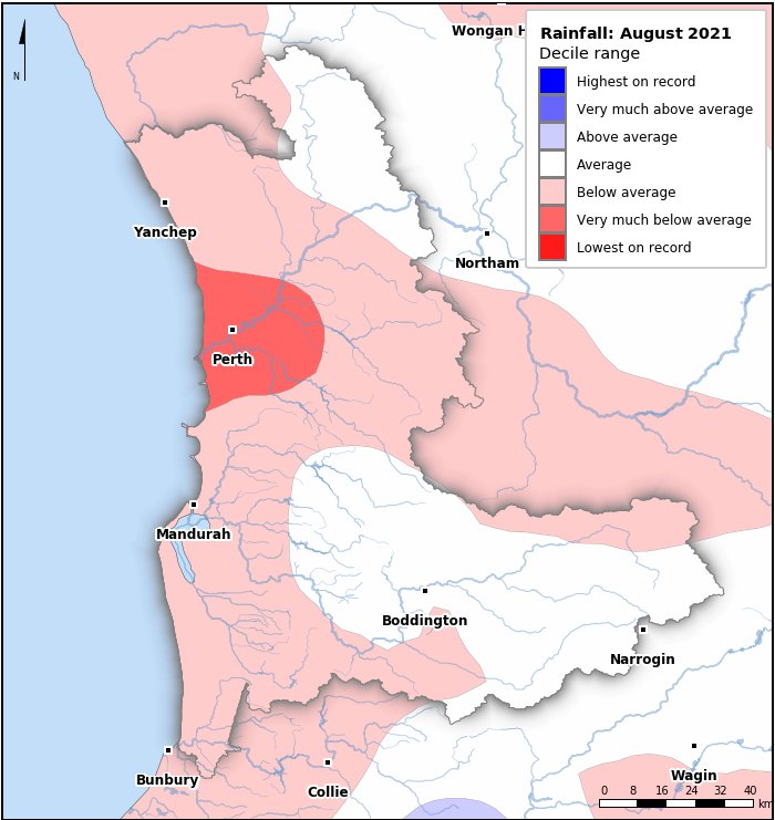 Rainfall deciles: August 2021
