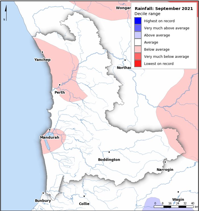 Rainfall deciles: September 2021