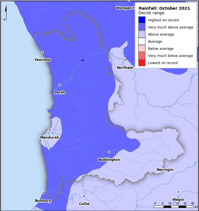 Rainfall deciles: October 2021