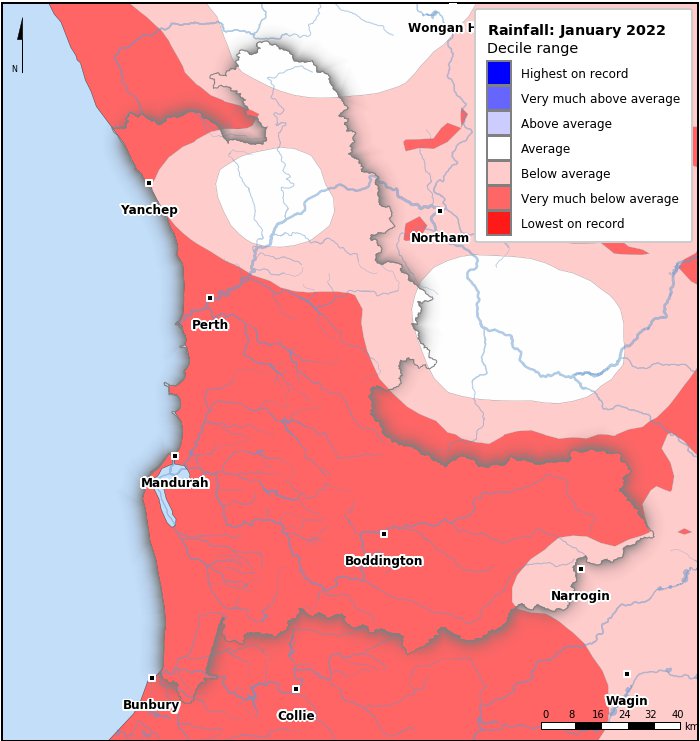 Rainfall deciles: January 2022