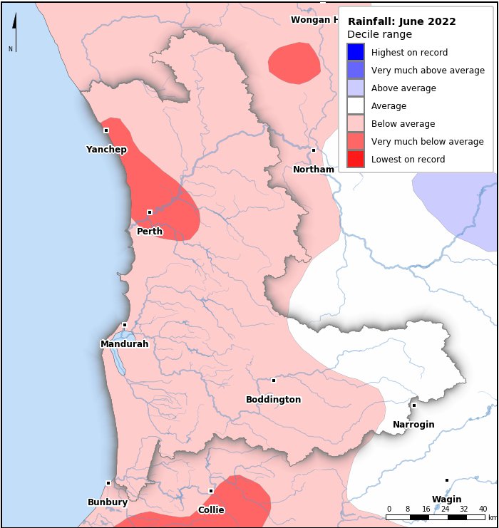 Rainfall deciles: June 2022