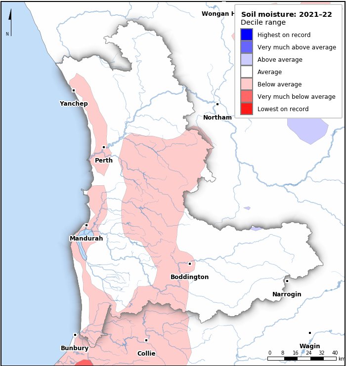 Soil moisture deciles: July 2021–June 2022