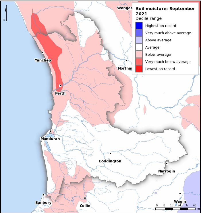 Soil moisture deciles: September 2021