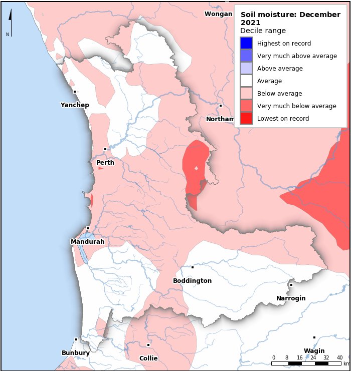 Soil moisture deciles: December 2021