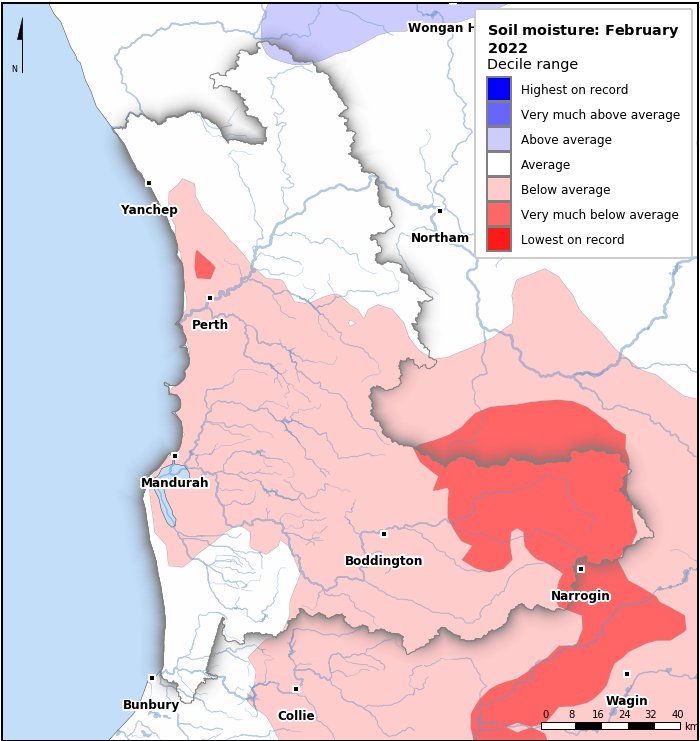 Soil moisture deciles: February 2022