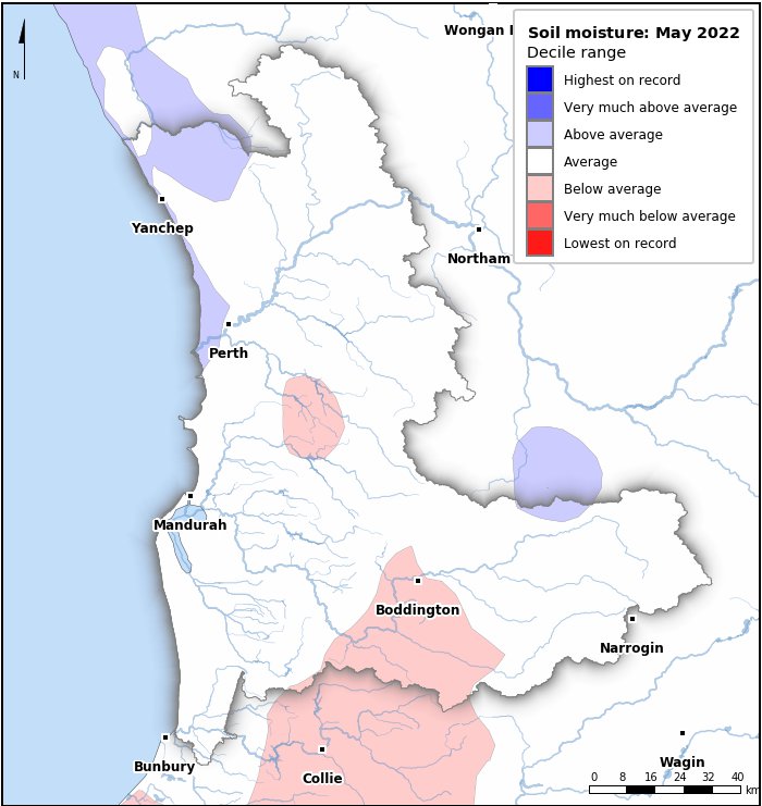Soil moisture deciles: May 2022