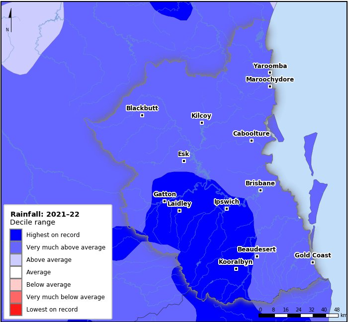 Rainfall deciles: July 2021–June 2022