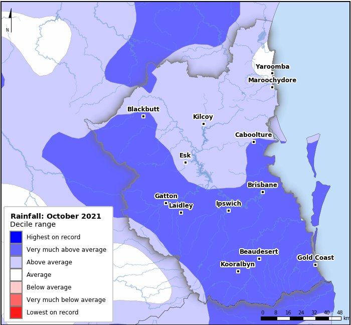 Rainfall deciles: October 2021