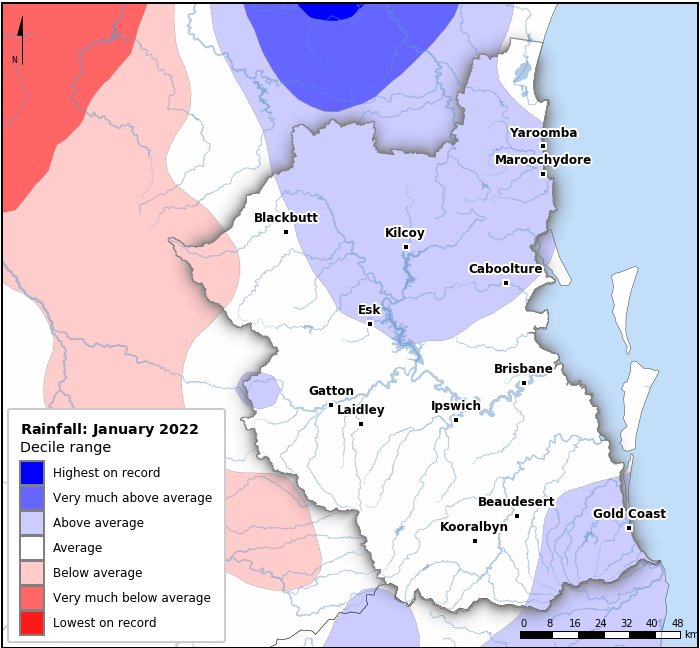 Rainfall deciles: January 2022