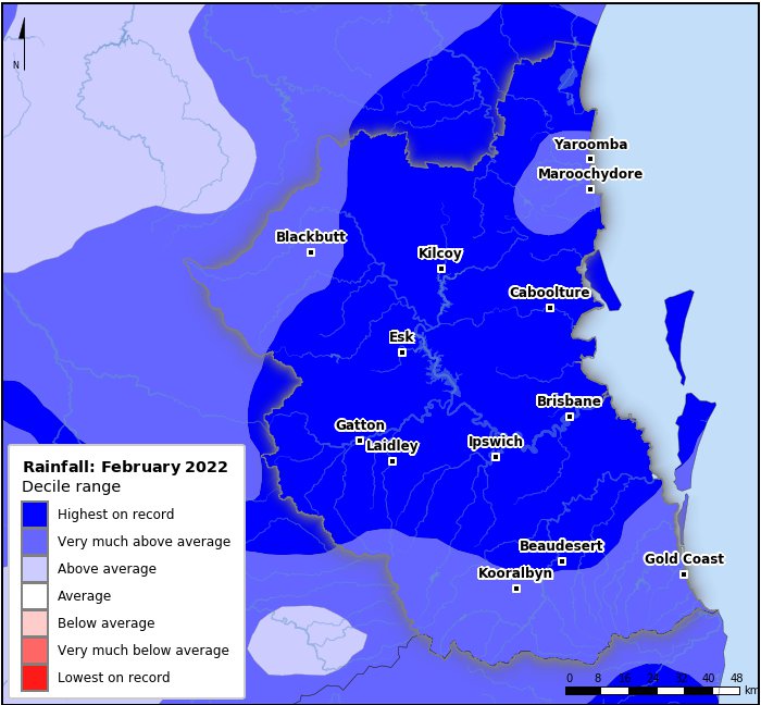 Rainfall deciles: February 2022