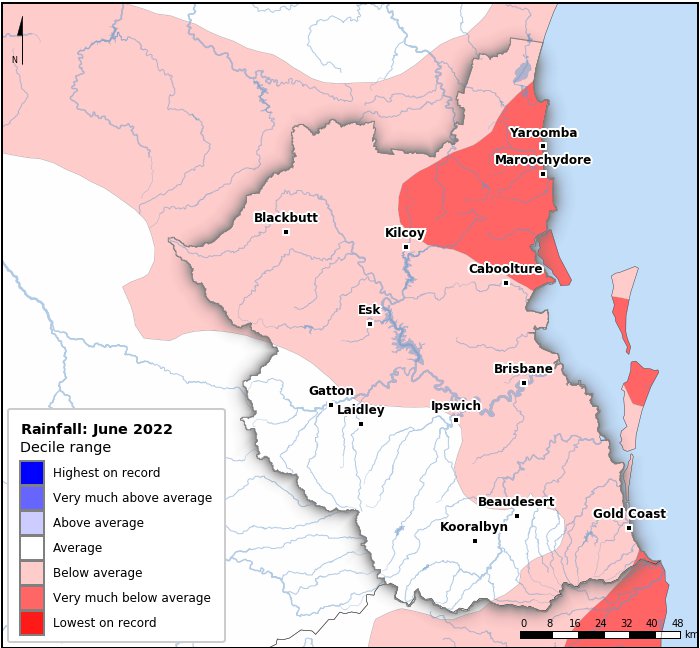 Rainfall deciles: June 2022