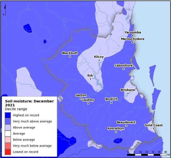 Soil moisture deciles: December 2021
