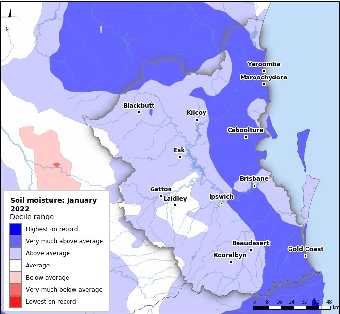 Soil moisture deciles: January 2022