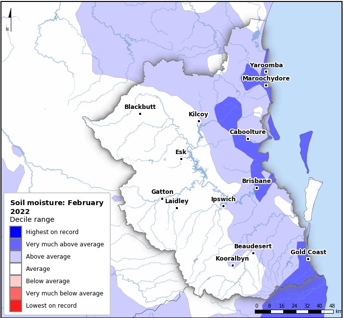 Soil moisture deciles: February 2022