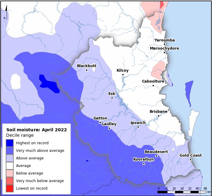Soil moisture deciles: April 2022