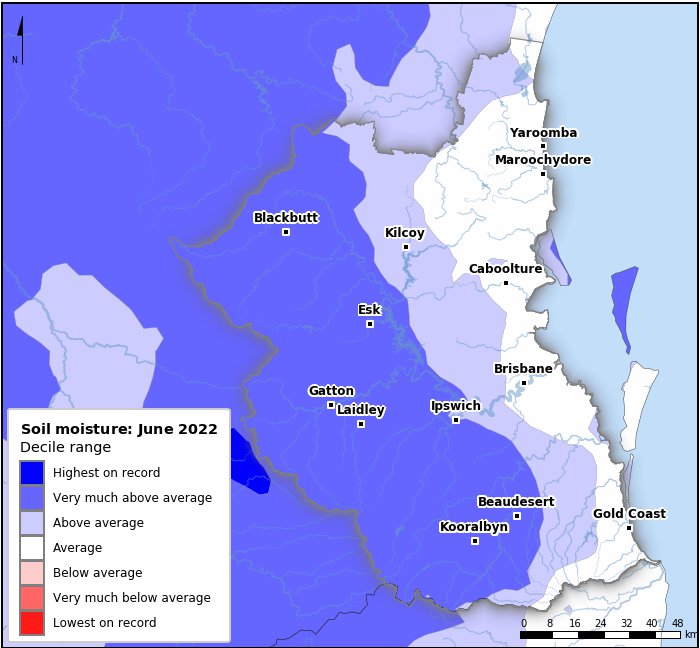 Soil moisture deciles: June 2022
