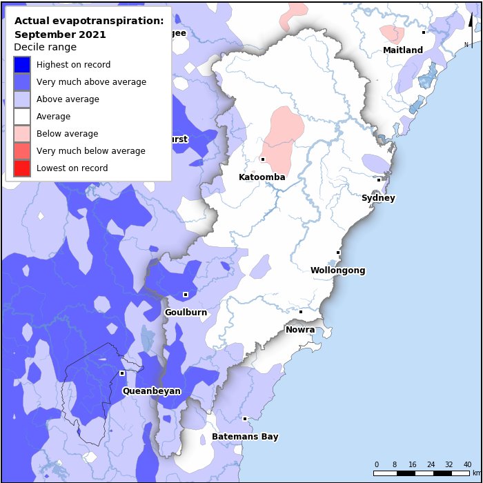 Actual evapotranspiration deciles: September 2021
