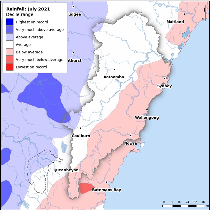 Rainfall deciles: July 2021