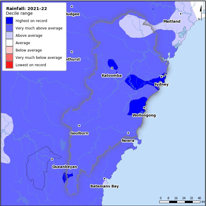 Rainfall deciles: July 2021–June 2022