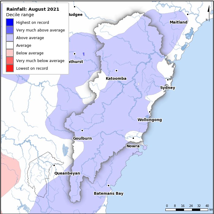 Rainfall deciles: August 2021