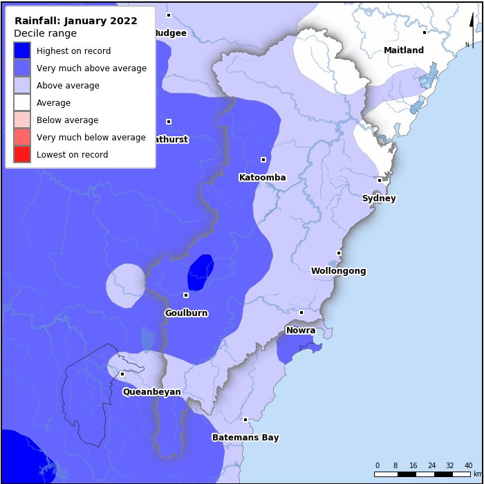 Rainfall deciles: January 2022