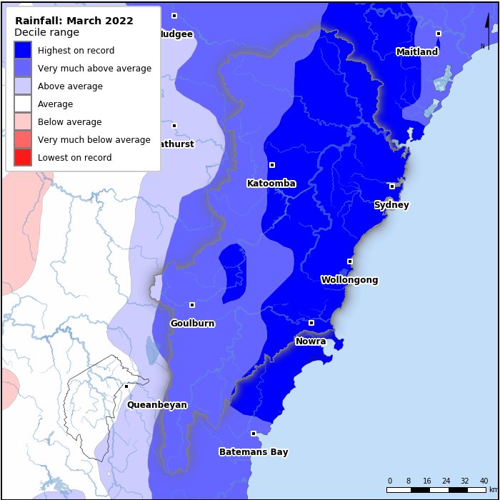 Rainfall deciles: March 2022