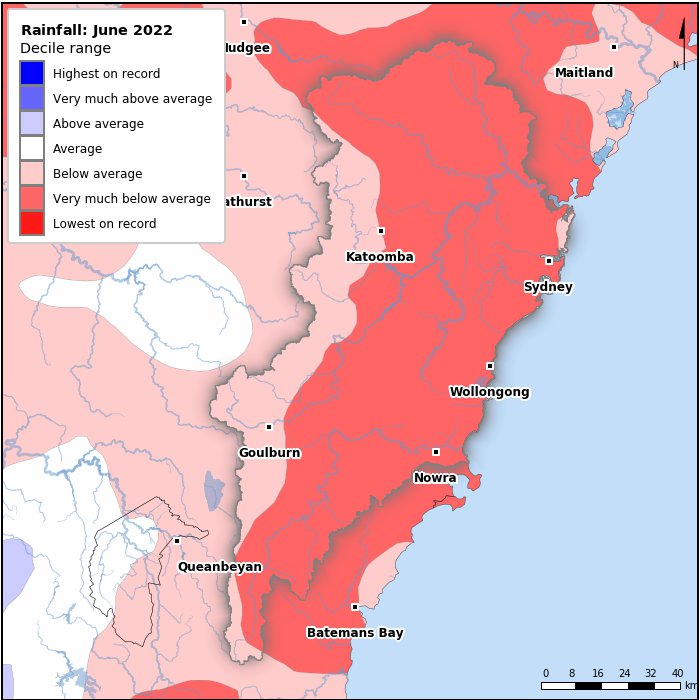 Rainfall deciles: June 2022