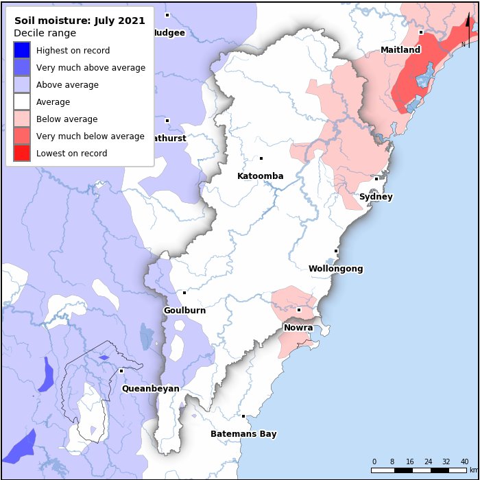 Soil moisture deciles: July 2021