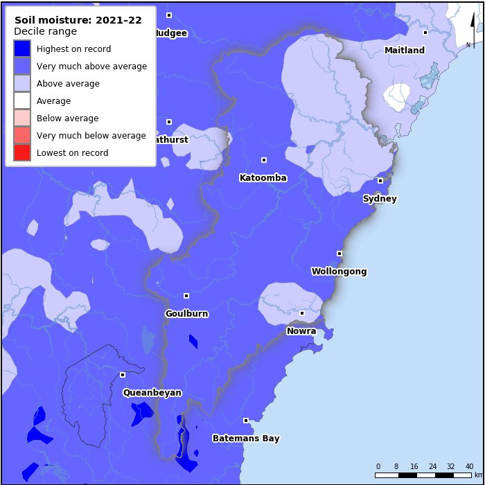Soil moisture deciles: July 2021–June 2022