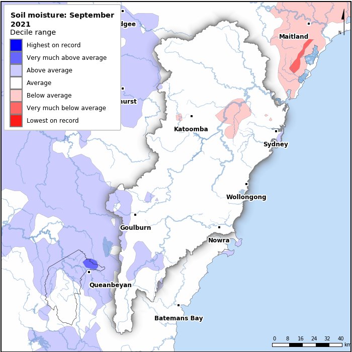 Soil moisture deciles: September 2021