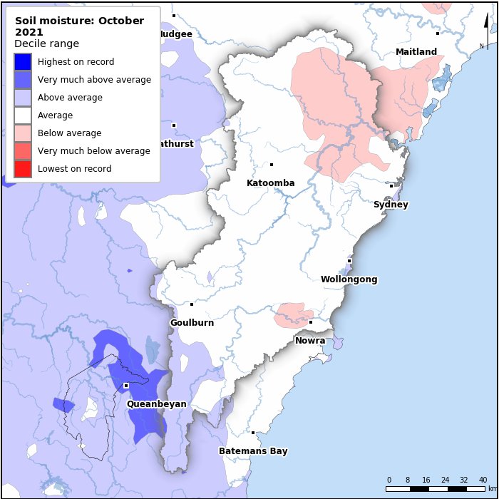 Soil moisture deciles: October 2021